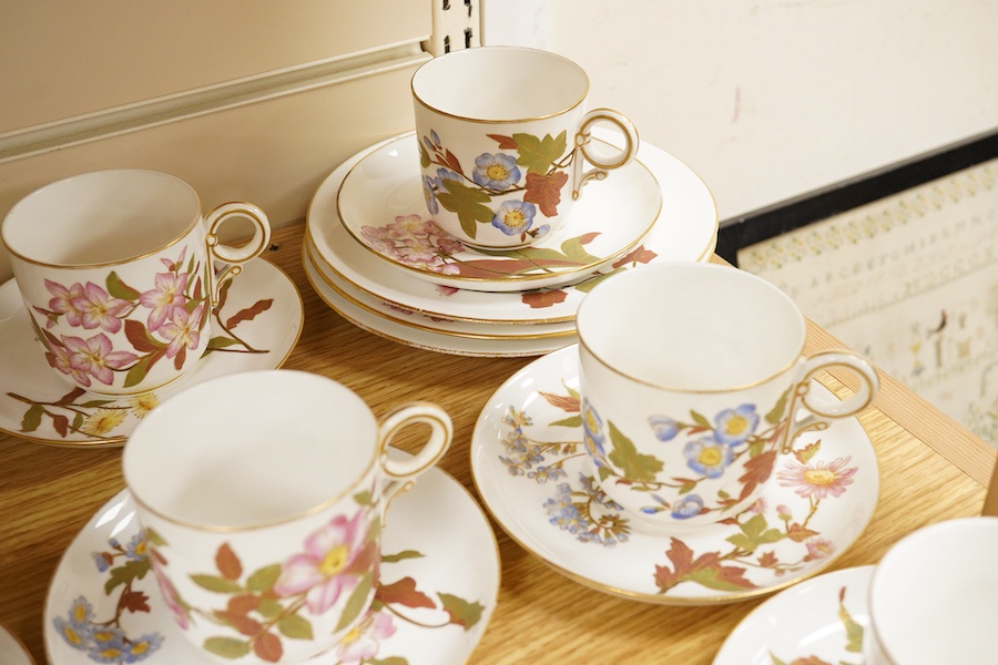 A late Victorian Royal Worcester floral decorated tea service, milk jug 13cm high.